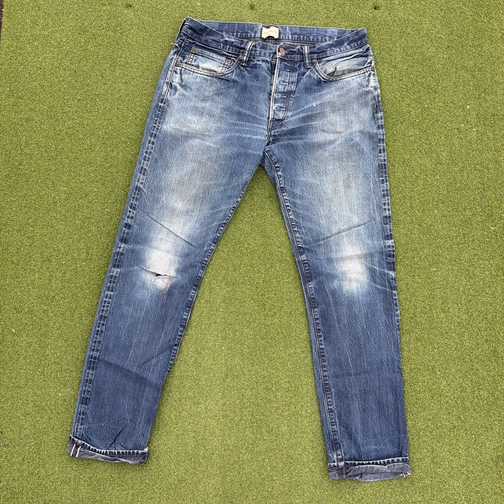 Simon Miller Jeans Mens 34x34 Blue Selvedge Gunnison 001 Narrow Made in USA